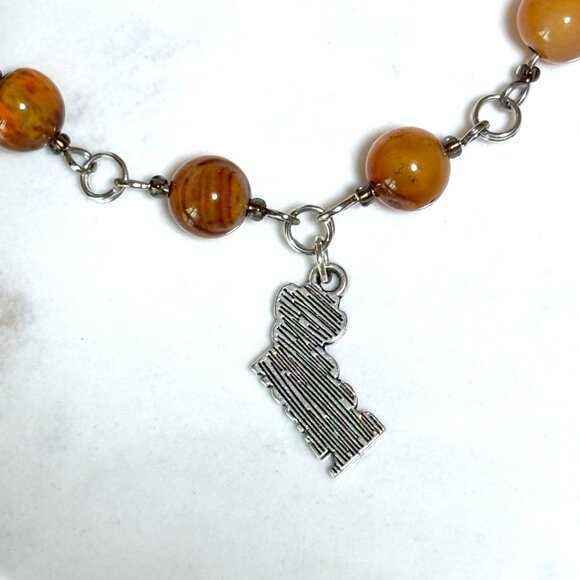 Genuine Earthy Carnelian Agate Short Necklace, Gemstone & Dog Person Paw Print - Picture 6 of 15